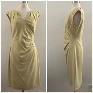 Adrianna Papell Sheath Dress Size 8 Yellow Mod Retro Midi Modest Eveningwear